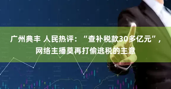 广州典丰 人民热评：“查补税款30多亿元”，网络主播莫再打偷逃税的主意