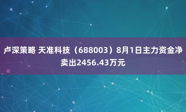 卢深策略 天准科技（688003）8月1日主力资金净卖出2456.43万元